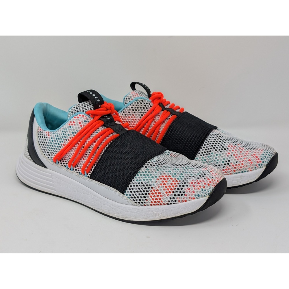 Under Armour Breathe Lace Womens Running Shoes White Orange 3019973-100 Size 10